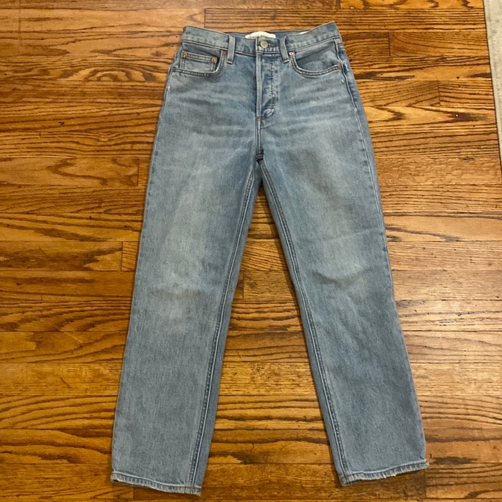 Aritzia Denim Forum Arlo High Rise Straight 26L Blondie Bleu Size 25